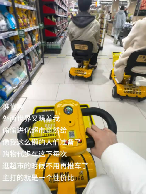 #超市给懒人准备了代步车# 
外面的世界已经发展到这种程度了吗？