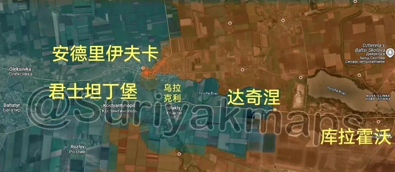 俄乌最新战报：
1.库拉霍沃前线（图一）：
俄罗斯军队进入了安德里伊夫卡村中心。