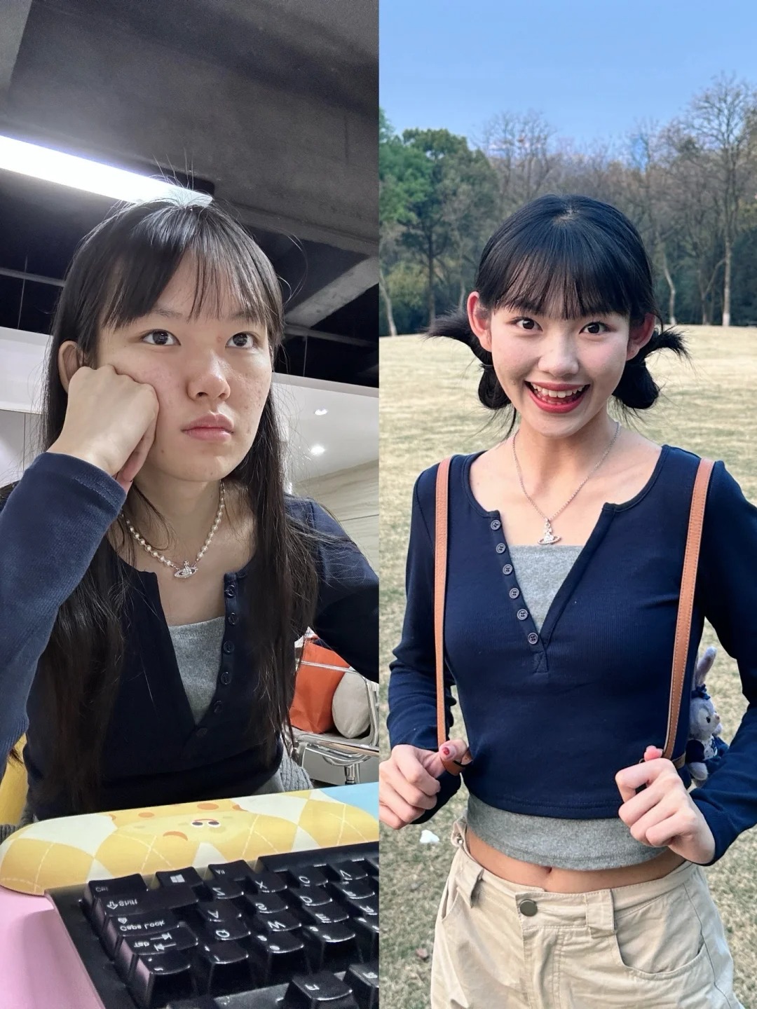 同一件衣服 上班穿和周末穿
上班像秋衣 周末像Jennie （不是）
谁来把我的
