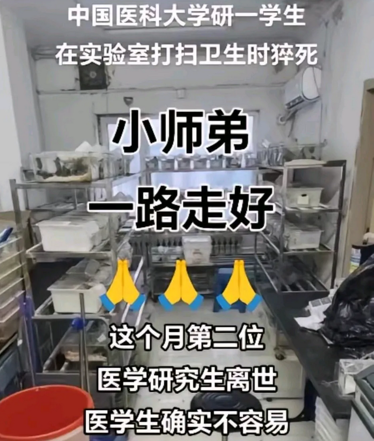 中国医科大学研一学生，在实验室打扫卫生时猝死，这个月第二个医学研究生离世！
陈家