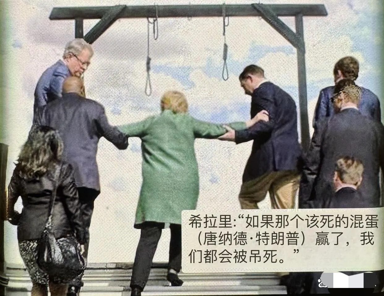 希拉里曾经说过：如果让特朗普在选举中获胜，那么我们都会被吊死！

世界英雄马斯克