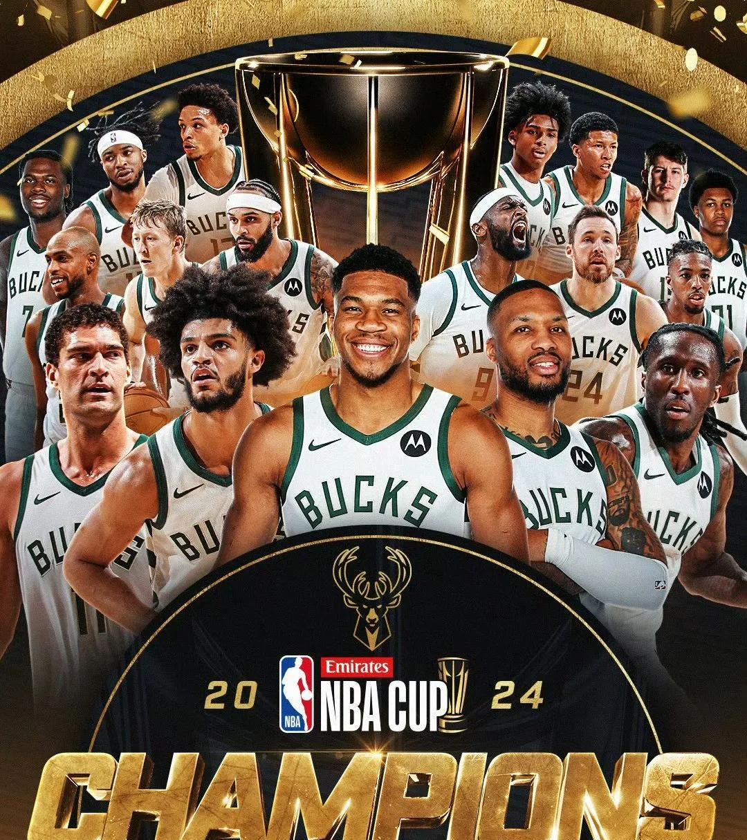 NBA杯决赛，字母哥狂砍26+19+10，雄鹿以97-81大胜雷霆，夺得NBA杯