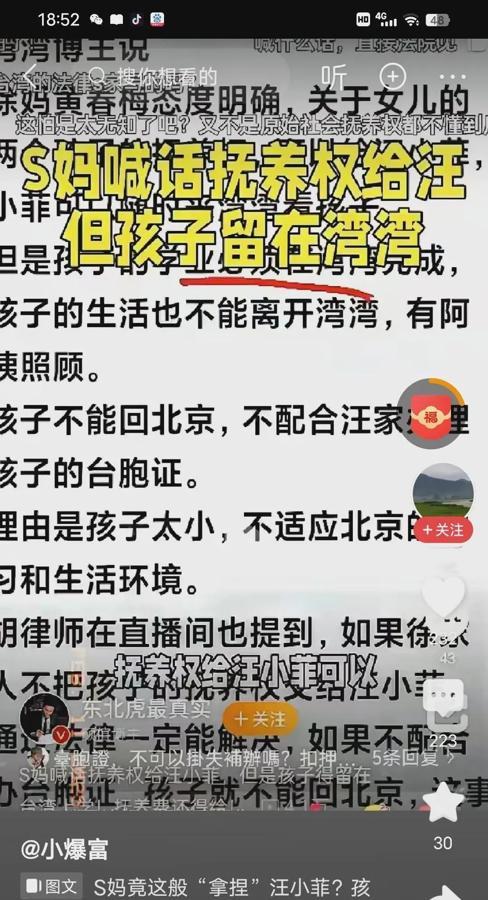 S妈这波操作，真离谱！

黄春梅同意给抚养权，但孩子要一直待在台湾，说是那里的气