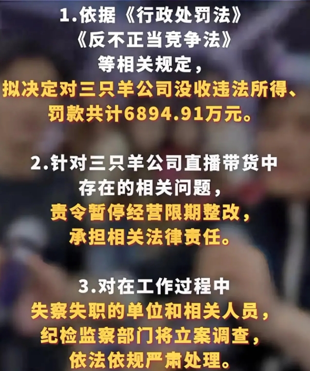 三只羊停业整顿，罚款金额定为6894万，这背后问题多多：

1、这么点罚款，跟他