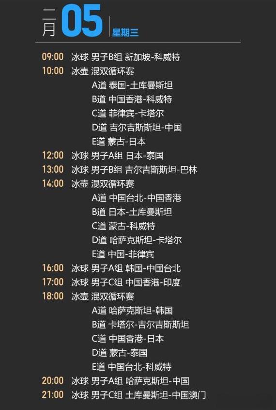 
2月5日，哈尔滨亚冬会冰壶项目今天继续进行，中国队的王智宇/韩雨一日双赛冲击连
