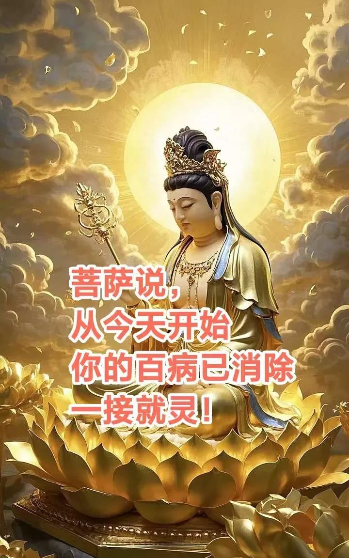 菩萨说，大贵人请留步，从今天开始，你的百病已消除，以后的你，百毒不侵，
无病无灾