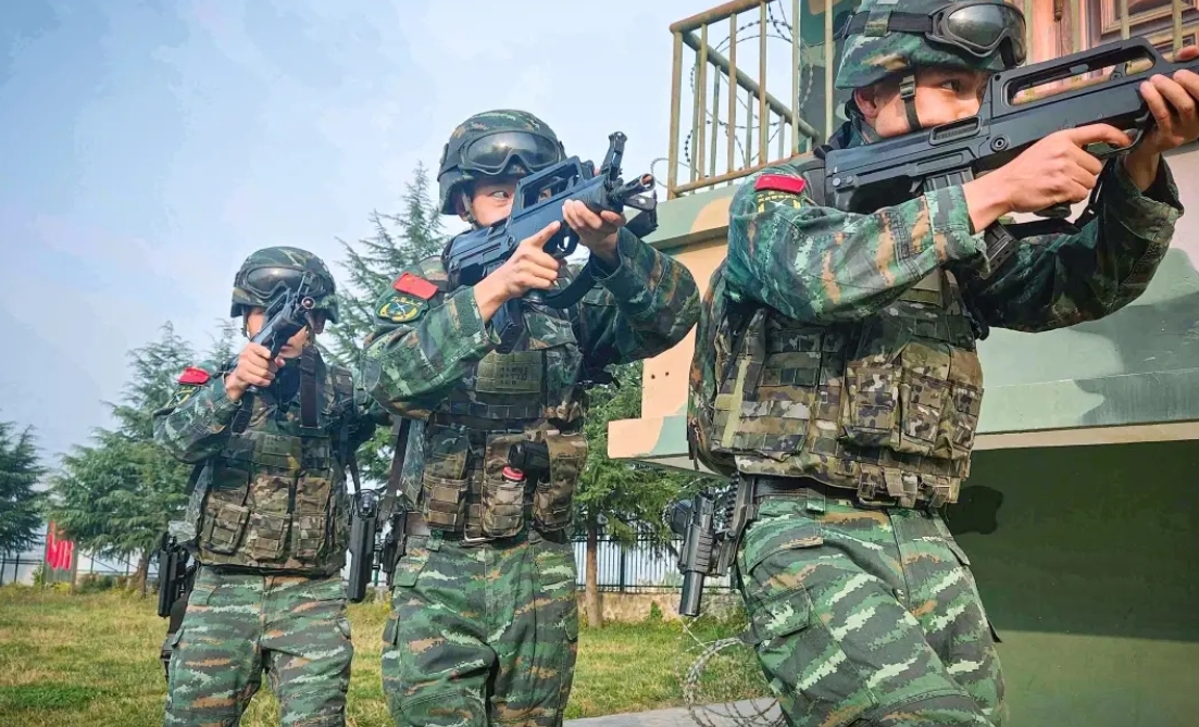 练兵正当时，利刃正出鞘!
一起看武警特战队员实战化训练。深山绿林，磨砺精兵。