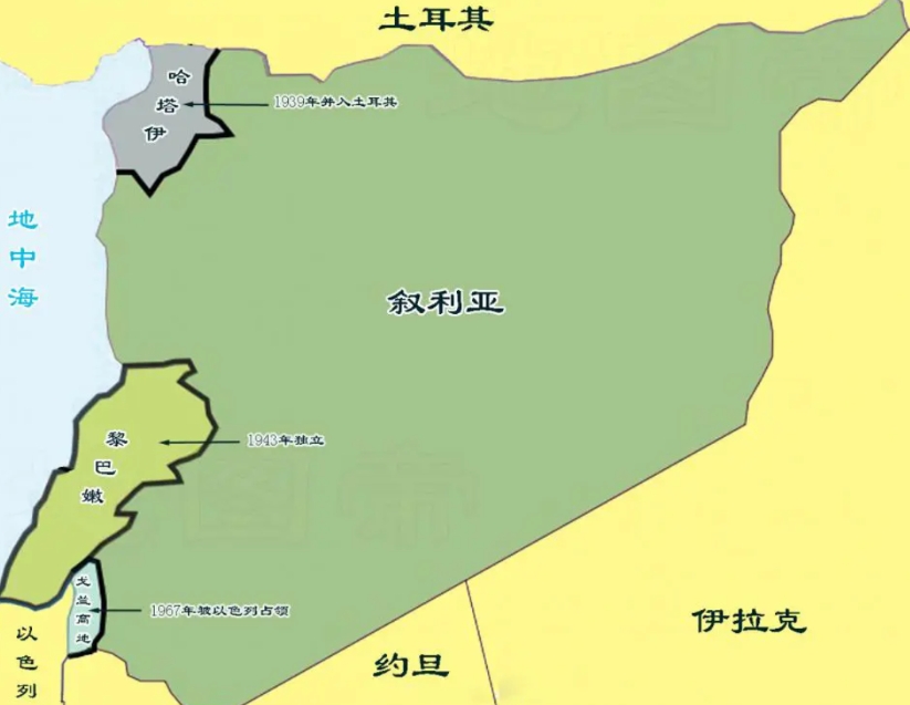 【叙利亚近代以来3块重要领土的丢失】
叙利亚近代以来有3块重要领土的丢失，包括哈