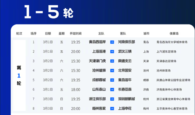 开幕式前，先赛2场！山东泰山对阵长春亚泰提前至3月1日18:00！
2月24日，
