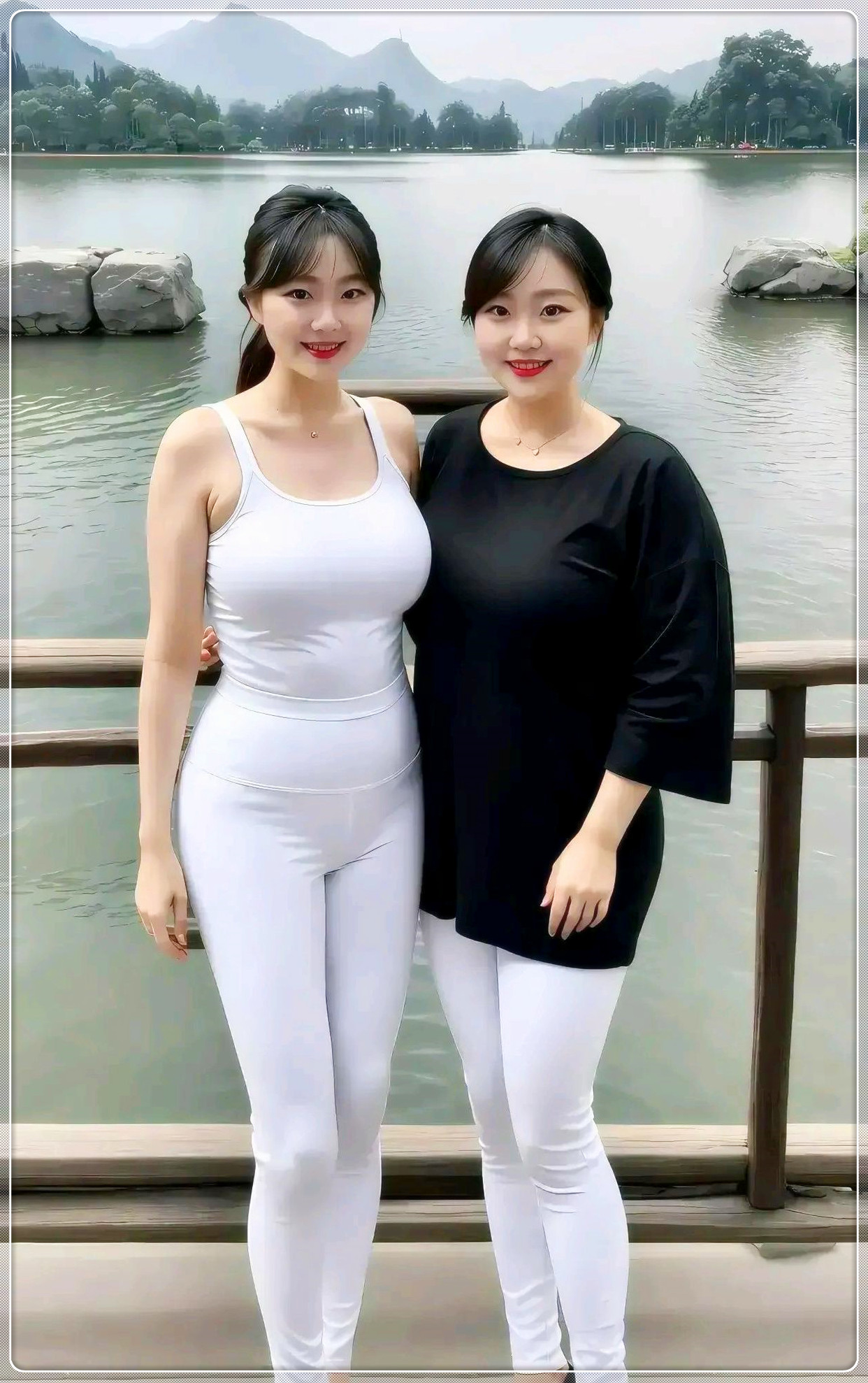 母女二人，左为母，右为女，果然基因太强大了