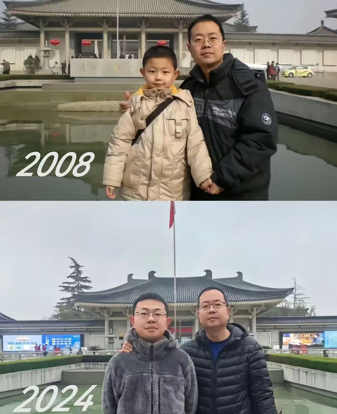 爸爸还没老，儿子先老了