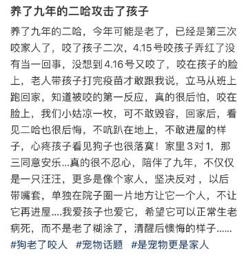 养了九年的二哈突然攻击孩子