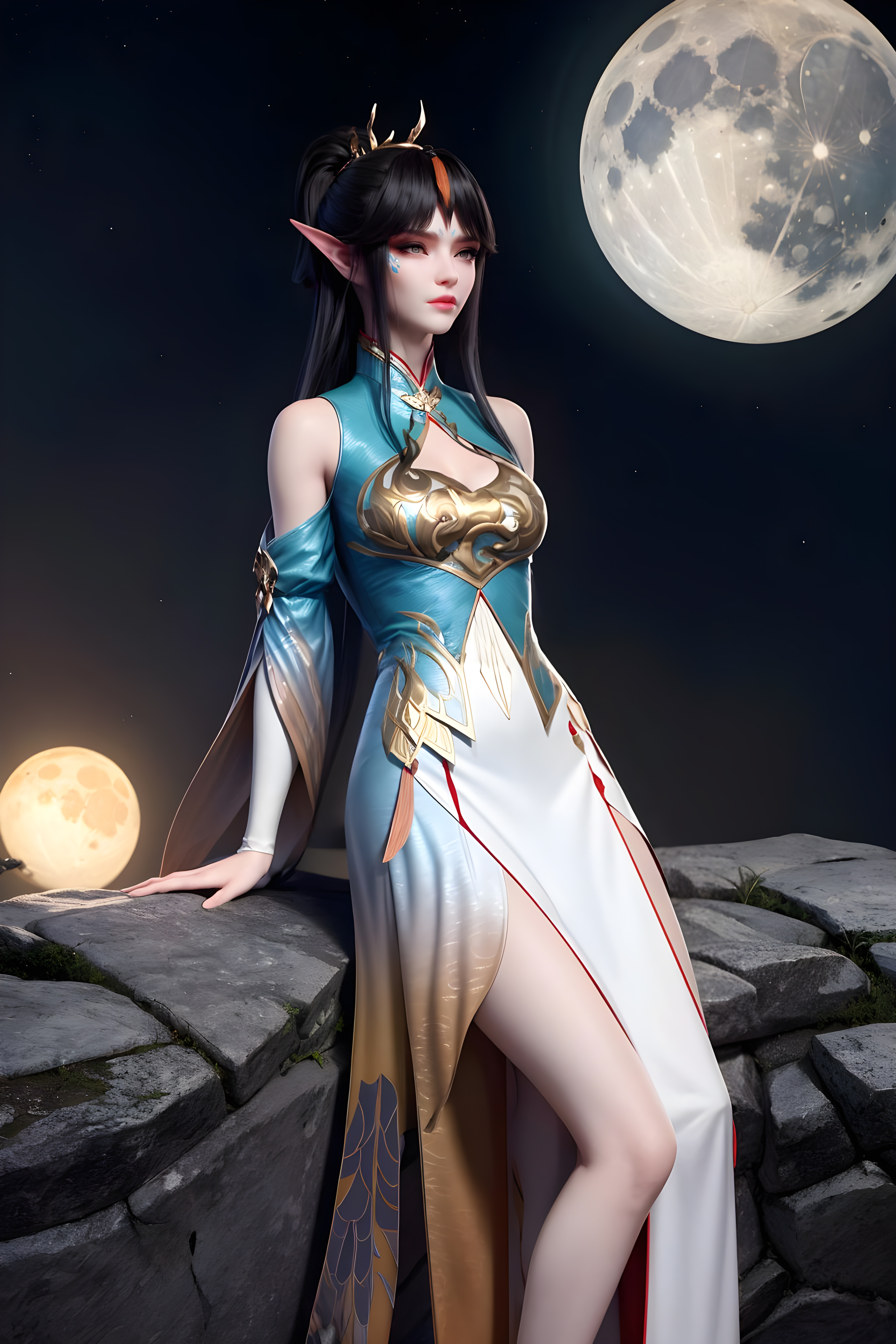 斗破苍穹国漫女神AI绘画：萧炎哥哥，清儿会在风雷阁一直等你！