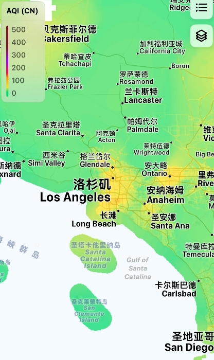 美国加州烧了快一个月，空气质量居然还是优良。

这两日，洛杉矶山火开辟了一个新战