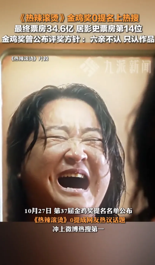 爆冷门了，贾玲导演的《热辣滚烫》在金鸡奖上一个提名都没有，也没有获得任何奖项。这