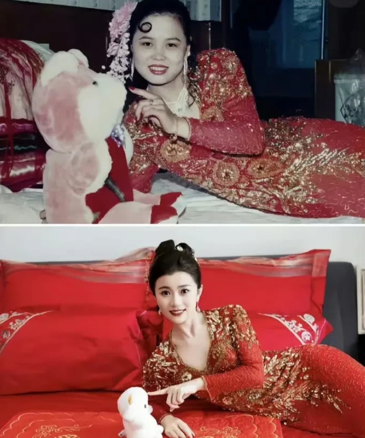 女儿穿妈妈出嫁那天的衣服，大家看看感觉如何