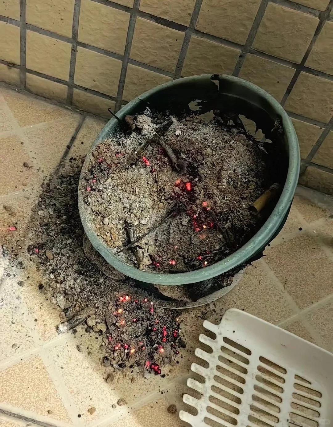 男朋友烟头不灭丢我空的花盆里，烧了好几个小时我才发现，一直以为是楼下焚烧垃圾的味