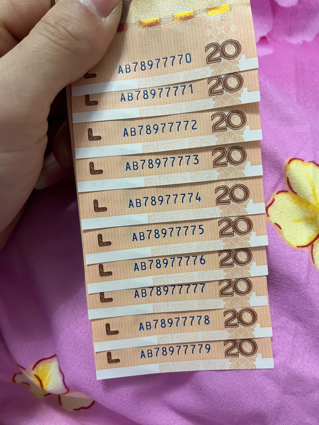 连号钞
有没有懂行的大佬，指点迷津！#纸币
 #钱币收藏 #纪念币