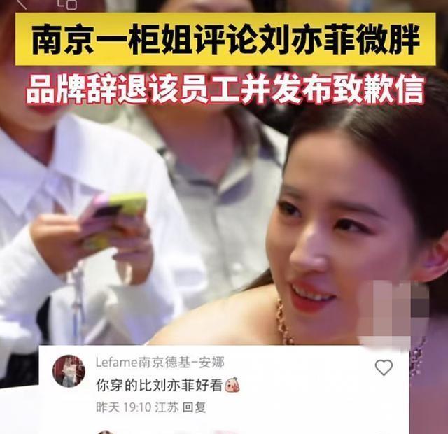 "南京柜姐因评刘亦菲微胖被辞退，这事儿真是热闹非凡！一场劳动争议，硬是炒成了明星