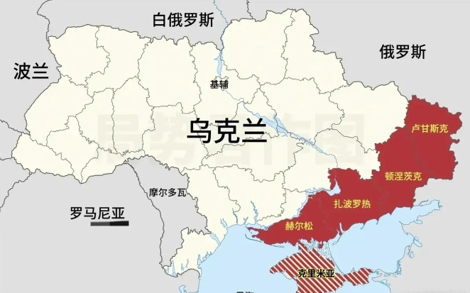 一张图片，看明了谁是俄乌战争的最大赢家，如果乌克兰四大州归属俄罗斯，克里米亚就高