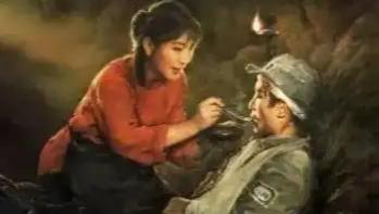 大娘刚把伤员藏好，鬼子就来了，她抱起柴火迎上去：给你柴烧火用