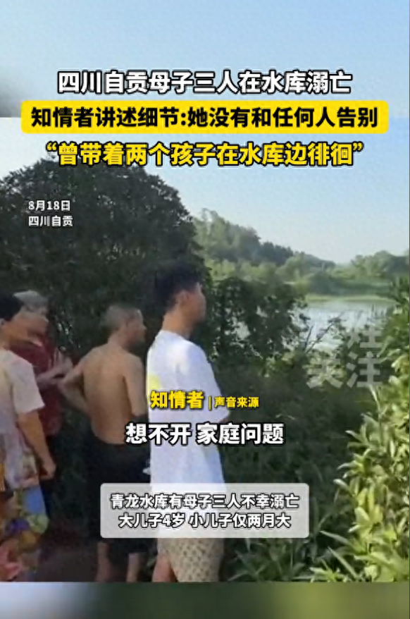 事情原来是这样的：在四川，一位母亲带着她的两个小孩跳河自杀了。她的同学透露，这位