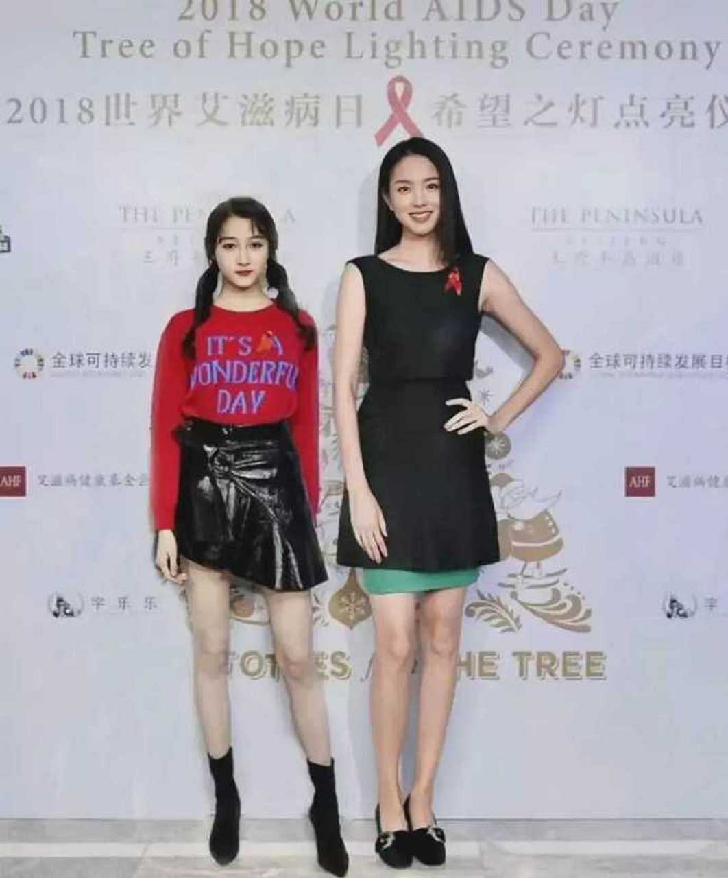 左边是关晓彤，1997年出生，身高173cm
右边是张梓琳，1984年出生，身高