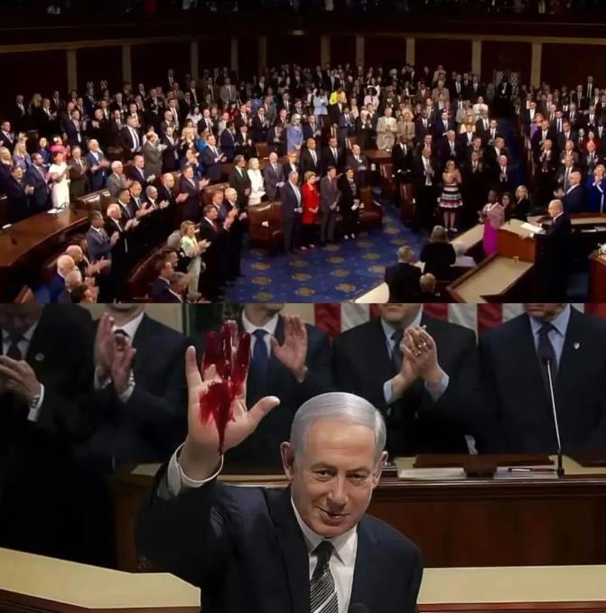 内塔尼亚胡国会演讲，言辞犀利如剑，自比二战丘吉尔，将争议行为美化“文明”。

全