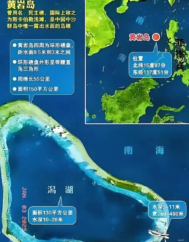 风水宝地，当务之急填了黄岩岛！

黄岩岛，实际上是露出海面的岛礁，达到150平方
