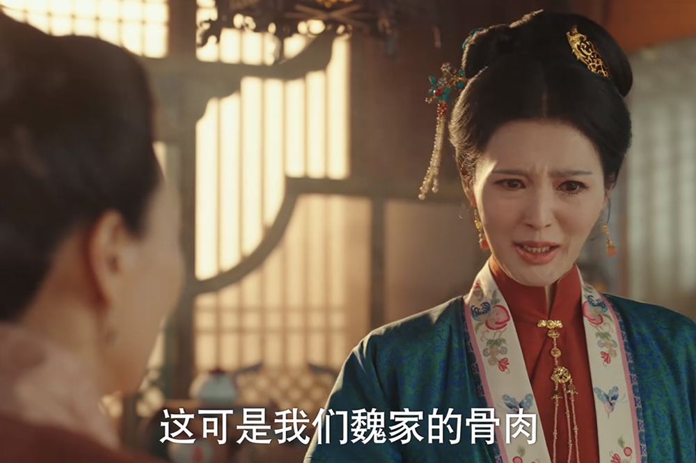 魏廷珍在《九重紫》中是一个心系娘家、婚姻不幸的女人，她的行为导致了弟媳窦明小产，