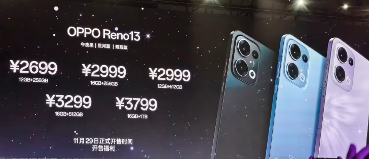 Reno 13 标准版
12GB RAM + 256GB 存储空间：2699 元