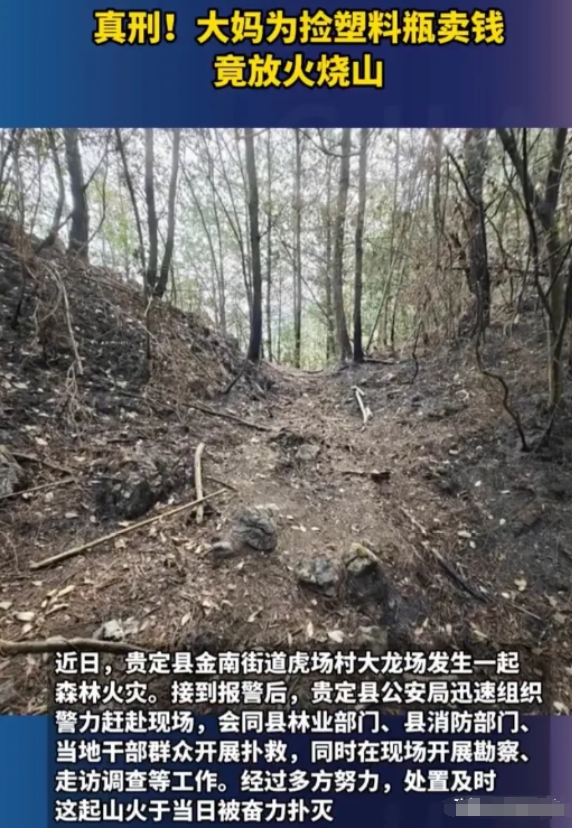 贵州贵阳，贵定县发生了一起令人震惊的事。一名女子在山上发现了一些扑火后遗留的塑料
