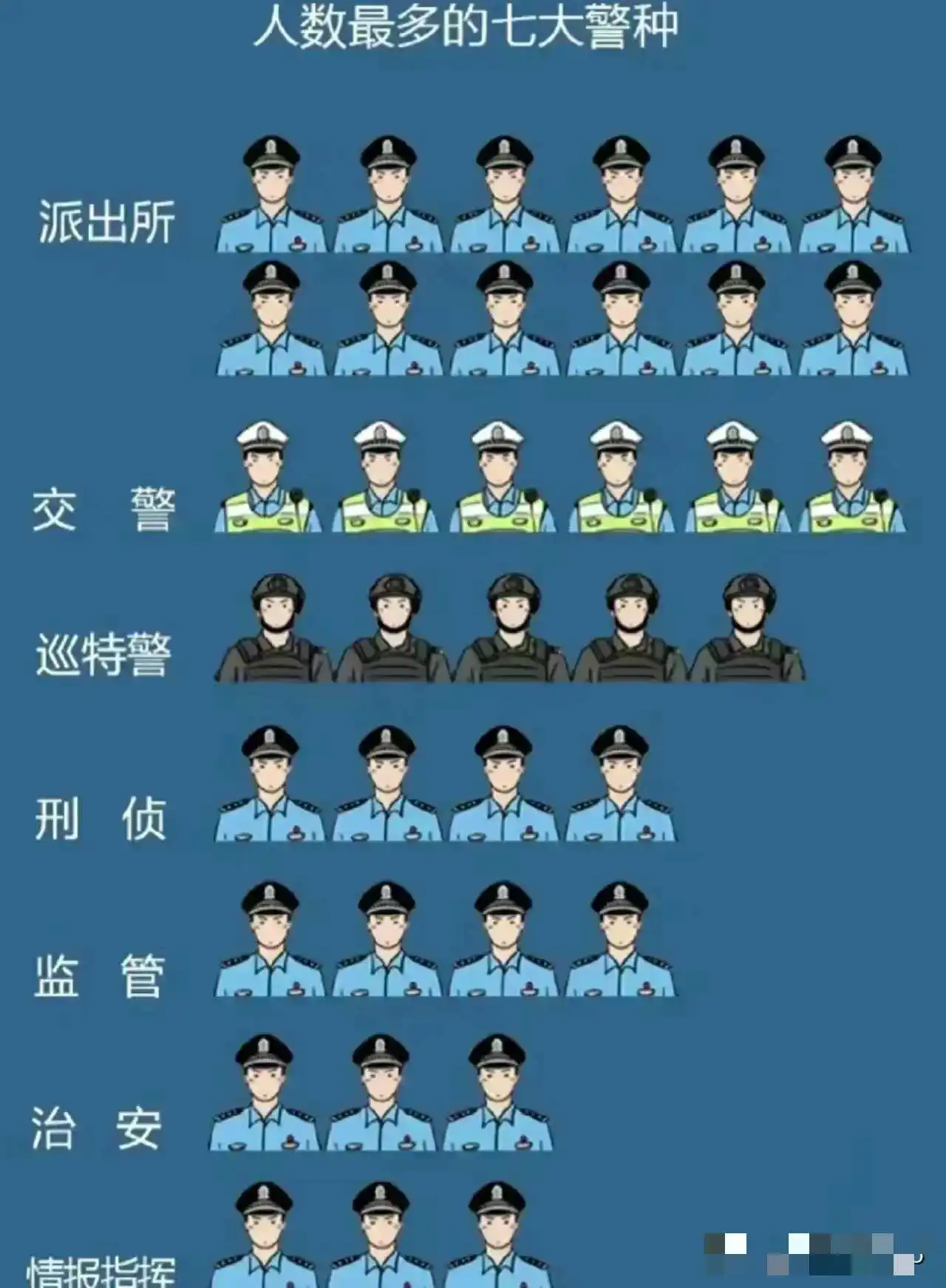 人数最多的七大警种

