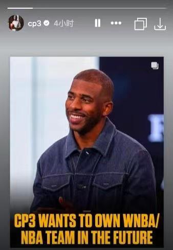 最近NBA球员克里斯-保罗接受了福布斯的采访
他表示自己想要一支WNBA球队，或