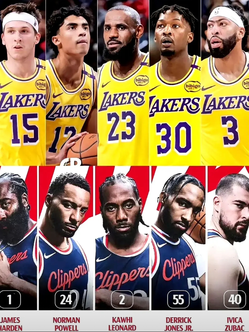 随着湖人和快船洛城德比大战马上打响，两队首发大概率是——

1、快船首发控卫，詹