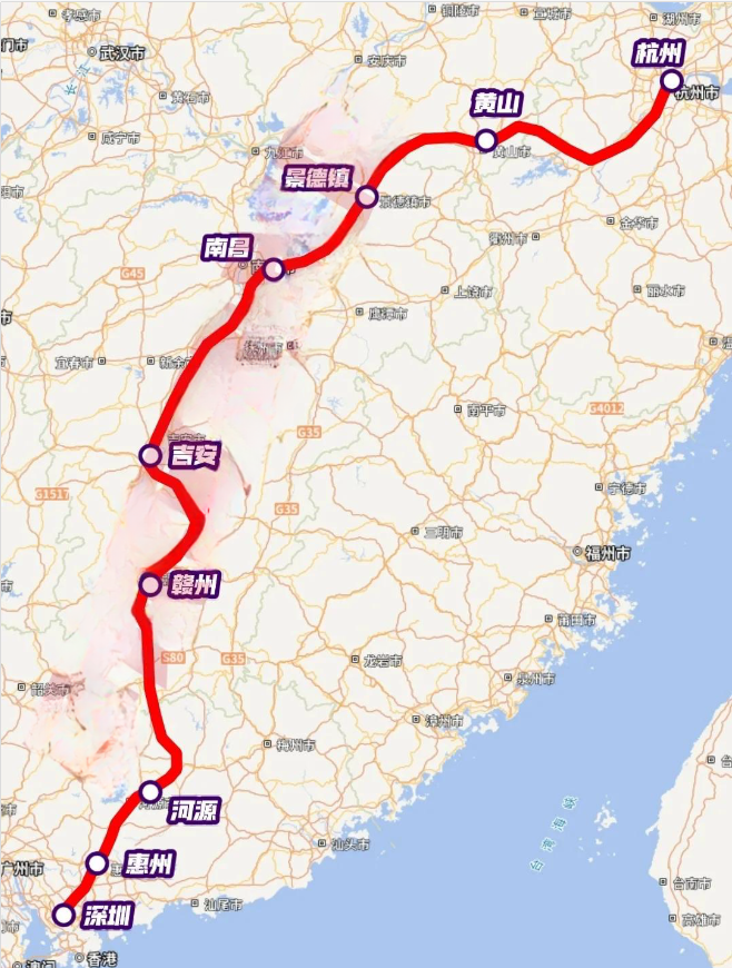 昌景黄高铁一开通，杭州至深圳又多一条高铁通道！

昌景黄高铁的开通，对于杭州前往