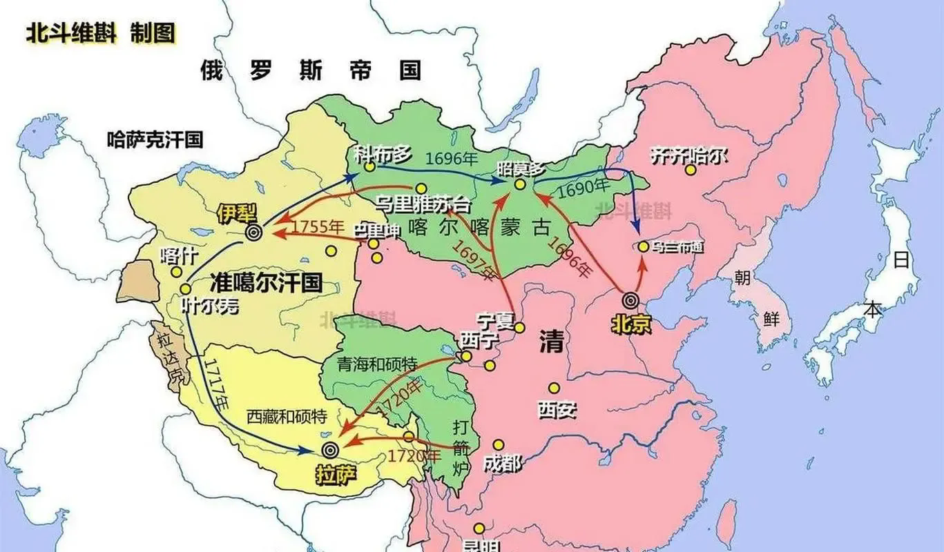 平准战争中最遗憾的一件事，就是没有顺势控制住哈萨克…

阿睦尔撒纳兵败逃到哈萨克