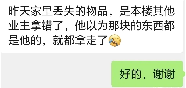 东西丢了的后续。

    昨天，朋友派儿子给我送点东西，晚上八点，等我回去拿时