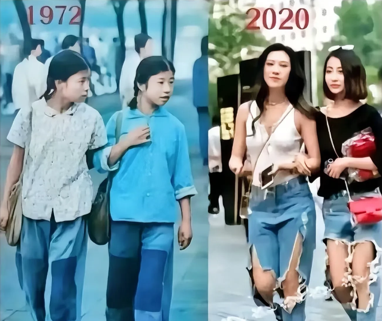 谁能用一句话，把这两张图的穿衣风格讲清楚？
