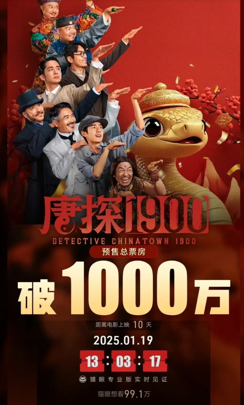 观众缘都是一点一点被消耗的！

2021年《唐探3》46分钟预售破1000万创下