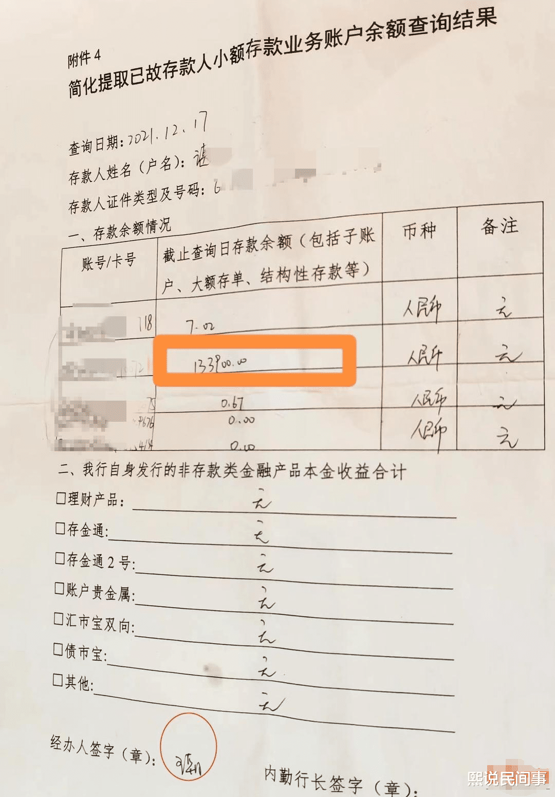 亡夫13万元存款消失、账户被注销? 银行解释: 员工填错金额, 没那么多钱?