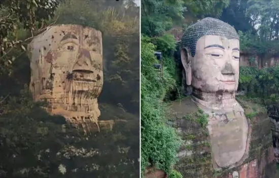 1925年的乐山大佛与2024年的乐山大佛还真的不一样！
和现在看到的，感觉差别
