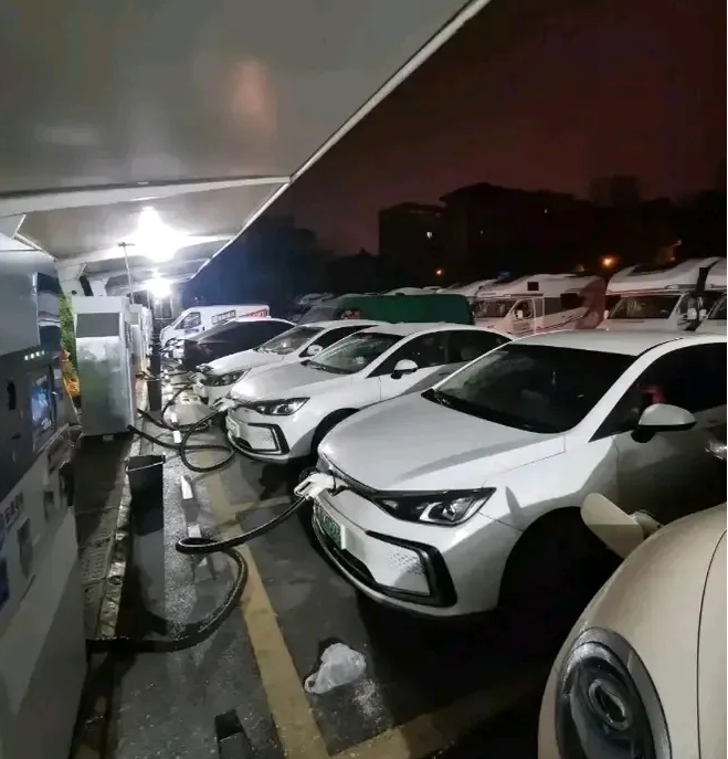 突然感觉，电动车车主也是挺难的。
一网友春节回家路过服务区时发现，服务区有大量电