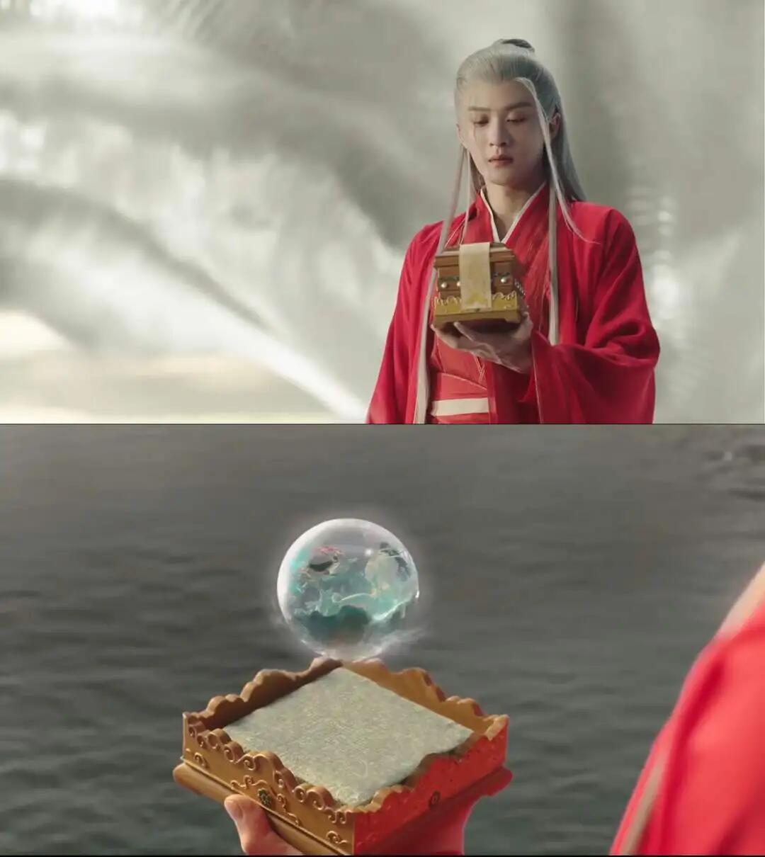 小夭一袭红衣在海边等待，相柳一袭红衣遥望