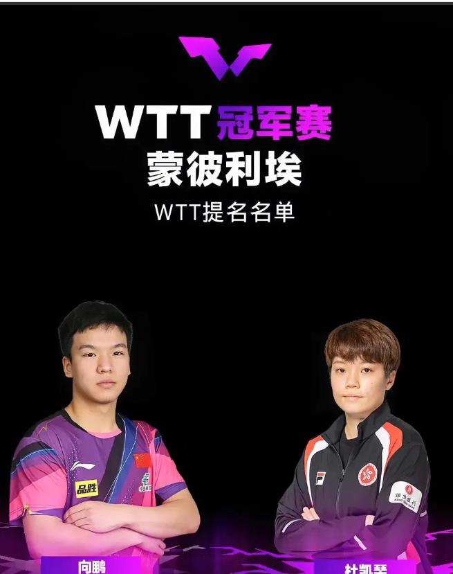 恭喜国乒向鹏、香港杜凯琹获得WTT冠军赛蒙彼利埃WTT提名卡！

WTT蒙彼利埃