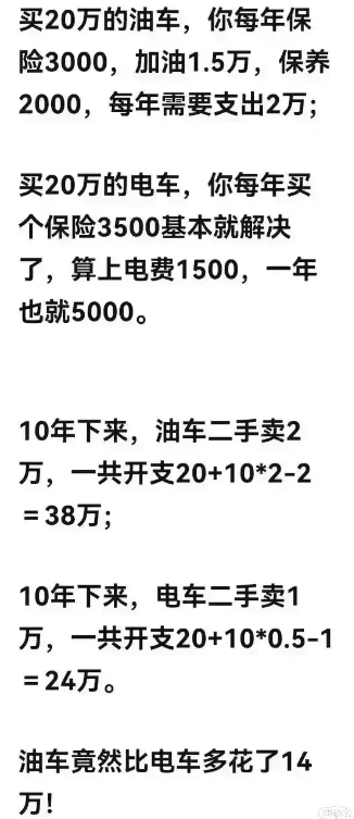 油车和电车的差别
真的是这样吗？