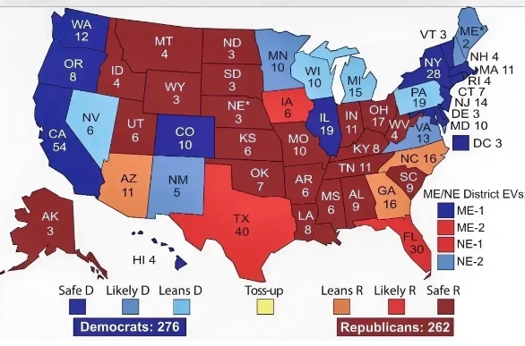 美国大选终极前瞻：Crystal Ball 终极预测揭晓。

总统宝座争夺战：