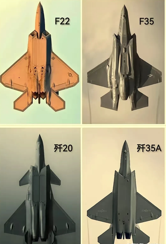 美媒说歼-20模仿了F-22，歼-35则抄袭了F-35，四款五代机放一起，看出来
