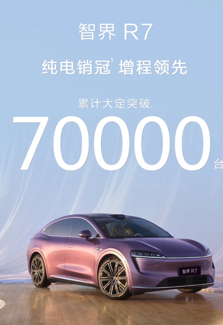 智界R7的销量确实逐渐起来了，累计大定突破了7W台，这个速度可以。这车子现在日常