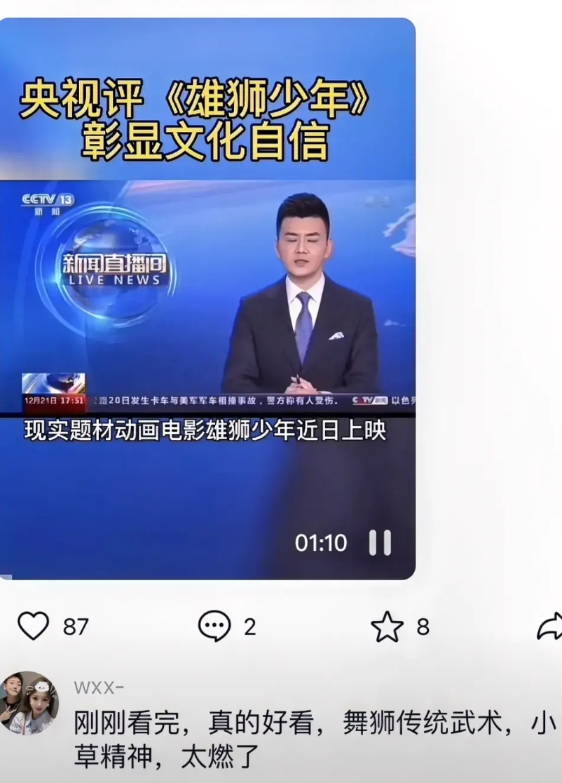雄狮少年央视力挺，说彰显文化自信！
国家平台觉得没问题啊。
那网友的意见算什么？